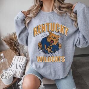 NCAA Kentucky Football Wildcats Team Graphic Blue Grey Unisex Sweatshirt